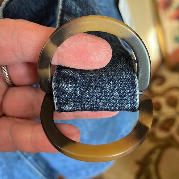 FREE PEOPLE Size 25 "Mid Indigo Wash" Belted Denim Skirt Mini Classic $78 NEW - Picture 11 of 13